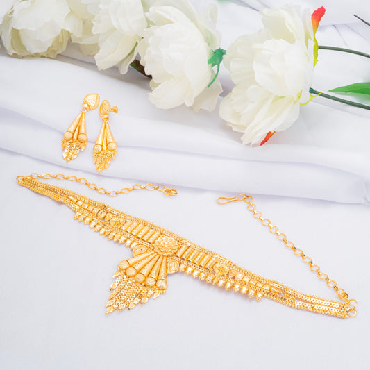 Gold Plated Necklace Bridal jewelry set with Earring for Women & girls. One gram Gold forming Bridal & wedding Jewellery set