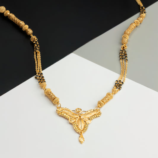 Double chain Gold plated Mangal-sutra Pendant Set for women