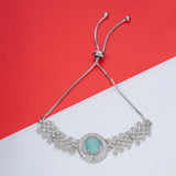 Rhodium Plated American Diamond Cuff Bracelet for women