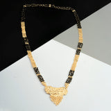 Double chain Gold Plated Mangal-sutra with Black beads set for women