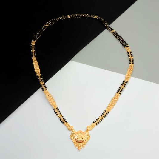 Long double chain Gold plated Mangalsutra Set for women