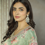 Antique Gold Tone off white Kundan & Pearl Jhumki Danglers Drop Earring for Girls & Women