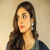 Antique Oxidized Trending Kundan & Pearl Jhumki Danglers Drop Earring for Girls & Women