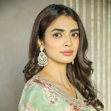 Antique Gold Tone off white Kundan & Pearl Jhumki Danglers Drop Earring for Girls & Women