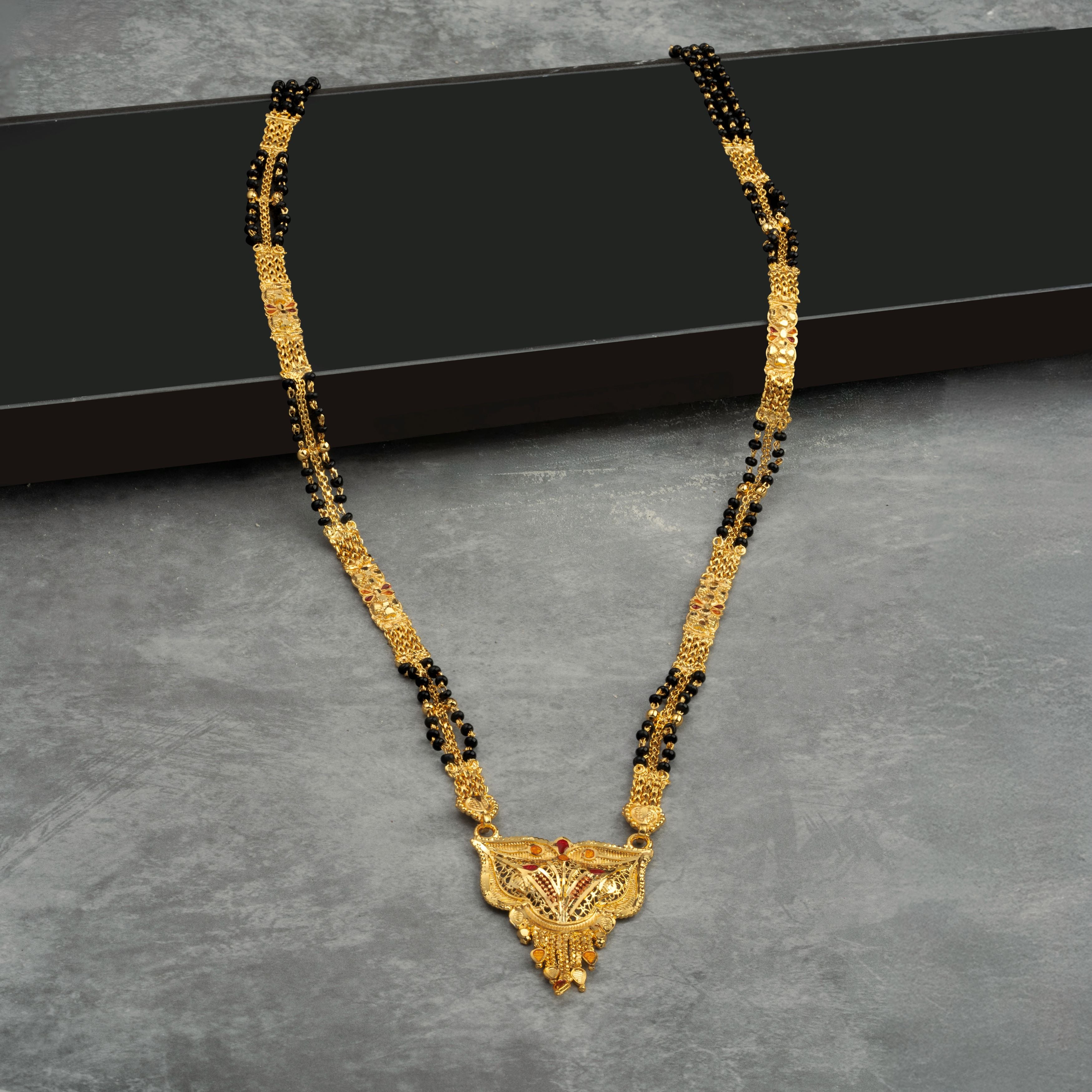 Long double chain Gold plated Mangal-sutra Set for women