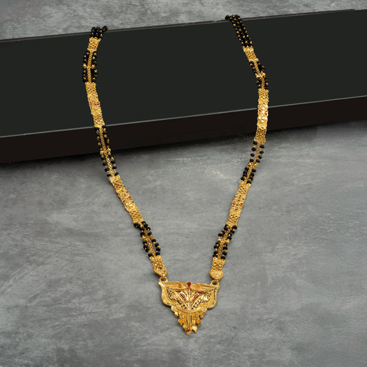 Long double chain Gold plated Mangal-sutra Set for women