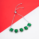 Rhodium Plated American Diamond western stylish multicolor Bracelet set for women