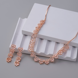 Rose Gold American diamond Necklace jewelry set with Earrings.