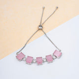 Rhodium Plated American Diamond western stylish multicolor Bracelet set for women