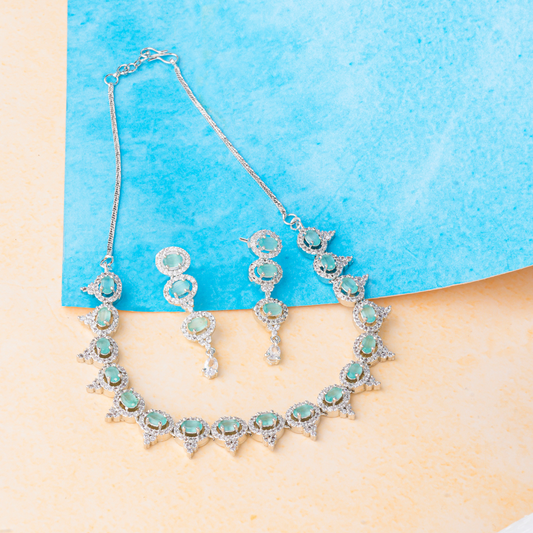 American Diamond Necklace jewellery set with Earrings for women