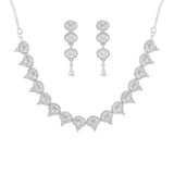 Rhodium Plated American diamond Necklace jewelry set with Earrings.