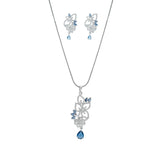 American diamond Necklace Pendant chain jewelry set with matching pair of Earrings.