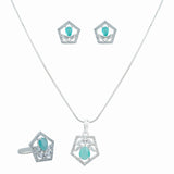 American diamond Necklace Pendant chain jewelry set with pair of Earrings.