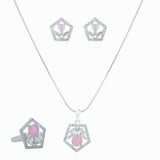 American diamond Necklace Pendant chain jewelry set with pair of Earrings.