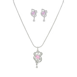 American diamond Trending Look Necklace Pendant chain jewelry set with pair of Earrings.