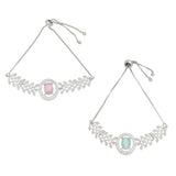 Rhodium Plated American Diamond western style Combo Bracelet for women & Girls