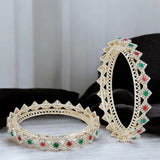 Gold plated fancy Kundan Pearl Designer Bangles set for women