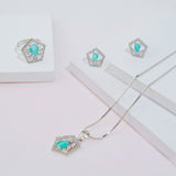 American diamond Necklace Pendant chain jewelry set with pair of Earrings.