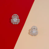 Rhodium Plated American Diamond CZ Hoop type Earrings for Women & girls.