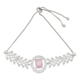 Rhodium Plated American Diamond Cuff Bracelet for women