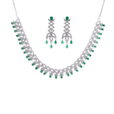 Rhodium Plated American Diamond Wedding Necklace Jewelry set with Earrings for women. (Copy)