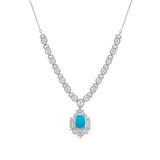 American diamond Necklace Pendant chain jewelry Emerald Gemstones with pair of Earrings.