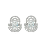 Rhodium Plated American Diamond CZ Hoop type Earrings for Women & girls.