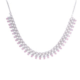 Rhodium Plated American Diamond / CZ Bridal Necklace Jewelry set with Earrings for women.
