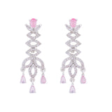 Rhodium Plated American Diamond / CZ Bridal Necklace Jewelry set with Earrings for women.