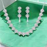 Rhodium Plated American diamond Necklace jewelry set with Earrings.