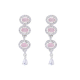 Rhodium Plated American diamond Necklace jewelry set with Earrings.