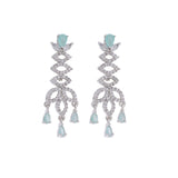 Rhodium Plated American Diamond Wedding Necklace Jewelry set with Earrings for women.