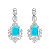 American diamond Necklace Pendant chain jewelry Emerald Gemstones with pair of Earrings.