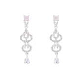 Rhodium Plated American Diamond /AD Wedding Necklace Jewelry set with matching Earrings for women and Girls