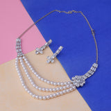 Multilayer double layer White Pearl beaded Necklace Moti Mala jewelry set with matching Earrings for Women and Girls