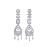 Rhodium Plated American Diamond /AD Wedding Necklace Jewelry set with matching Earrings for women . Wedding gift for Girls