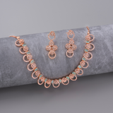 American Diamond Rose Gold Necklace Jewelry set with matching Earrings