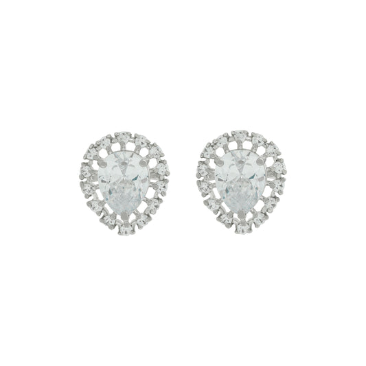 Rhodium Coated American Diamond CZ Earrings for Women & girls.