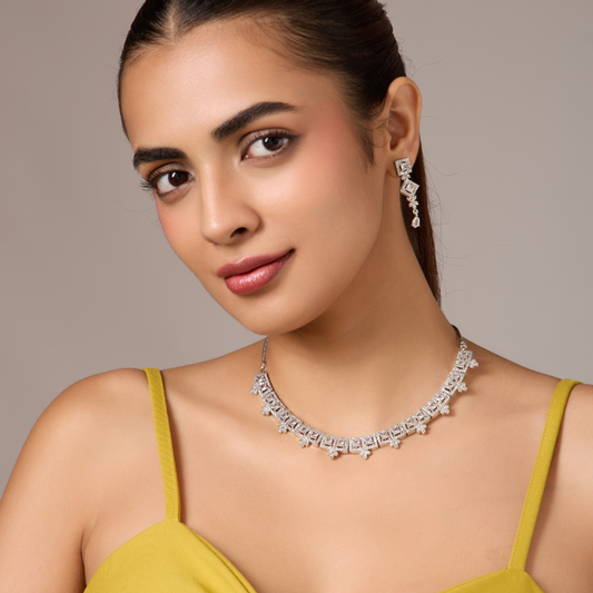 American diamond Necklace jewelry set with Earrings.