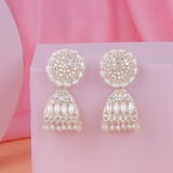 Antique Gold Tone off white Trending Kundan & Pearl Jhumki Danglers Drop Earring for Girls & Women