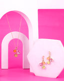 Western Stylish Trending Anti Tarnish Pendant Chain set with crystal Earrings