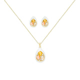 Western Stylish Trending Anti Tarnish Pendant Chain set with Earrings