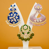 Fashionable Traditional Kundan & Pearl Combo Earrings Set for Girls & Women