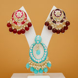 Designer Kundan & Pearl Combo Dangle Earrings Set for Girls & Women