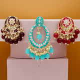 Designer Kundan & Pearl Combo Dangle Earrings Set for Girls & Women