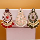 Designer Kundan & Pearl Combo Dangle type Earrings Set for Girls & Women