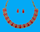Indian Traditional Gold Plated Stone & Beads Choker Necklace Set with Earrings Jewellery Set for Women.Blue