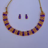 Indian Traditional Gold Plated Stone & Beads Choker Necklace Set with Earrings Jewellery Set for Women.Blue