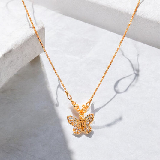 Gold-Tone Pendant fish shaped chain jewelry set for women & girls