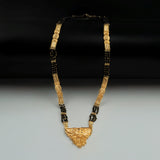 Double chain Gold Plated Mangal-sutra with Black beads Jewelry set for women